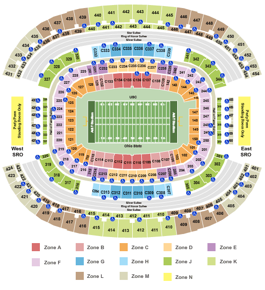 AT&T Stadium Cotton Bowl Zone Seating Chart