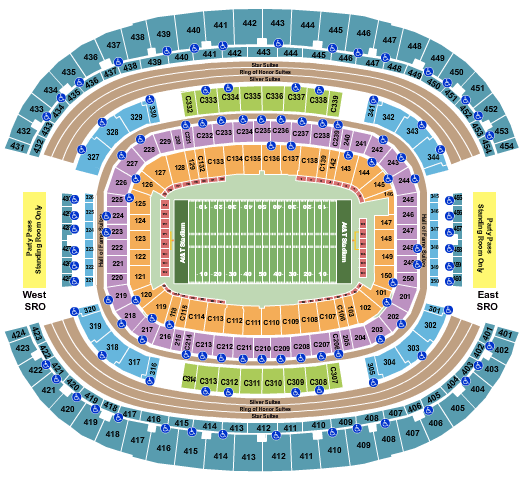 seating chart for AT&T Stadium - Football 2 - eventticketscenter.com