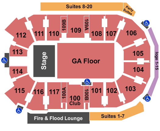 Abbotsford Centre End Stage GA Seating Chart