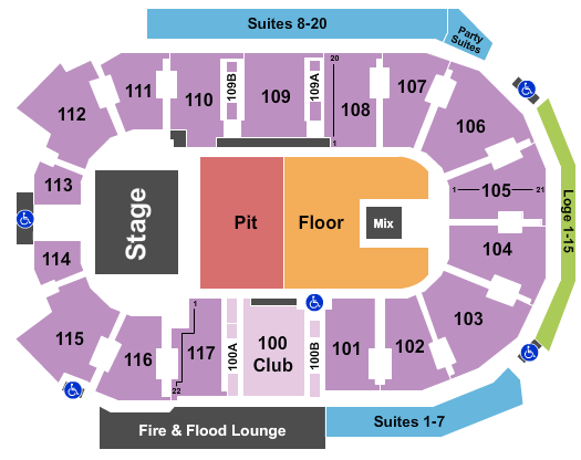 Abbotsford Centre GA Pit & RSV Floor Seating Chart