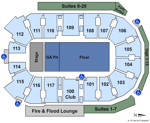 Abbotsford Centre Endstage GA Floor & Pit Seating Chart