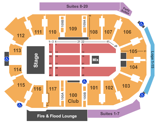 Abbotsford Centre Endstage - Full Concert Seating Chart