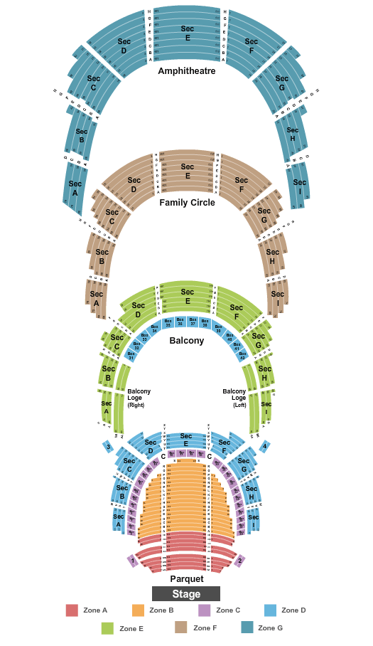 seating chart for Academy Of Music - PA - Endstage 2 Int Zone - eventticketscenter.com