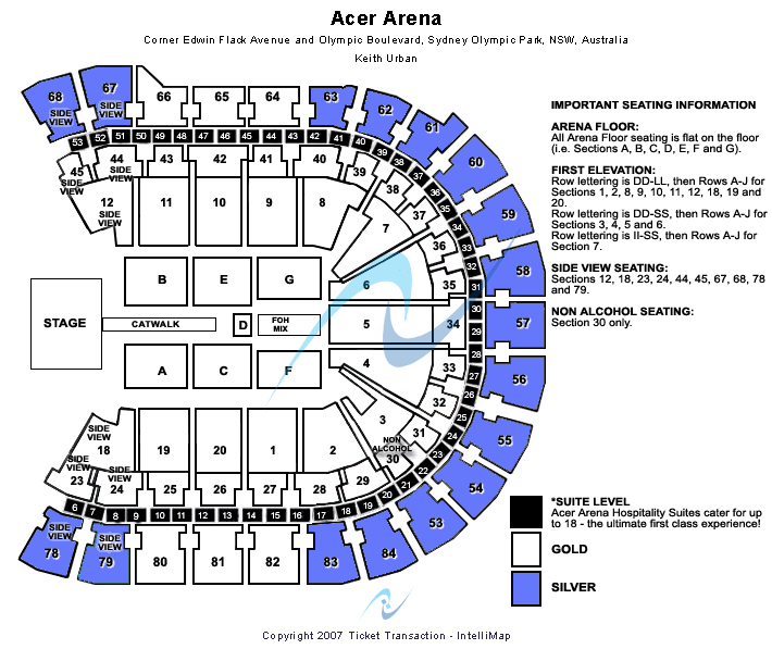 Qudos Bank Arena Keith urban Seating Chart