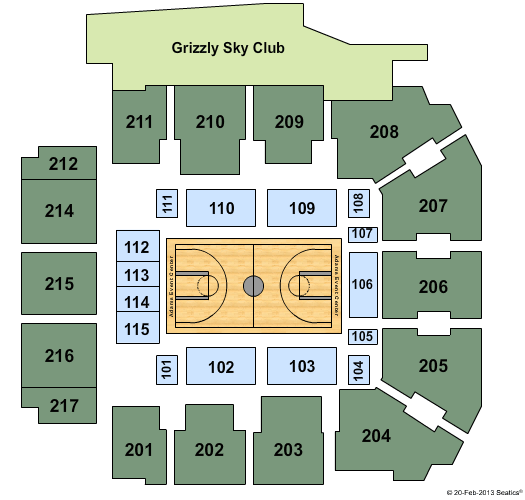 Adams Event Center Basketball Seating Chart