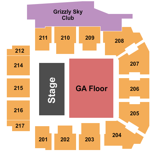 Adams Event Center GA Floor Seating Chart