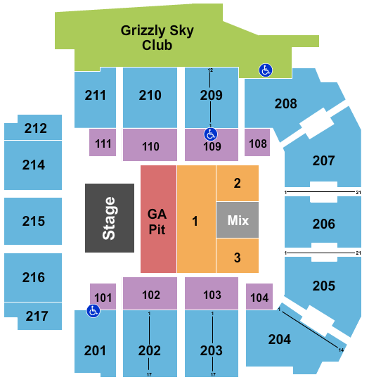 Adams Event Center Endstage Pit Seating Chart