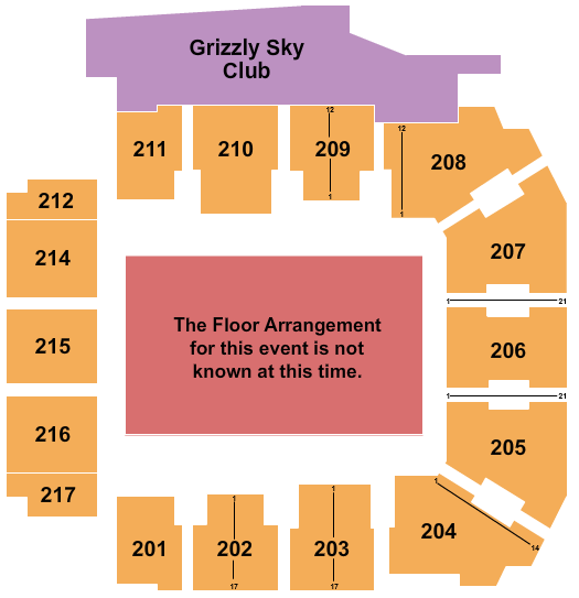 Adams Event Center Generic Floor Seating Chart