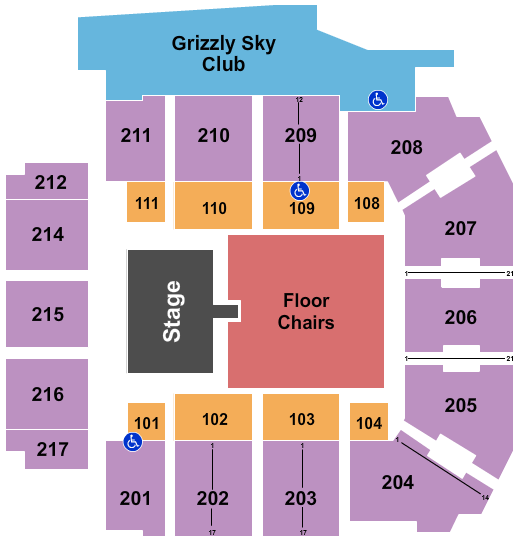 Adams Event Center Halfhouse w/ Catwalk Seating Chart