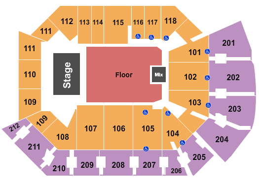 Addition Financial Arena Endstage GA Floor Seating Chart