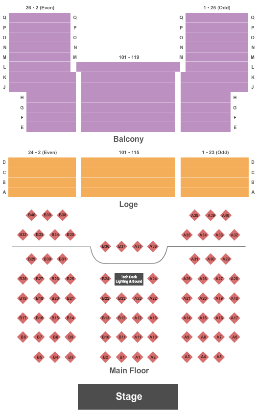 Admiral Theatre - Bremerton End Stage Seating Chart