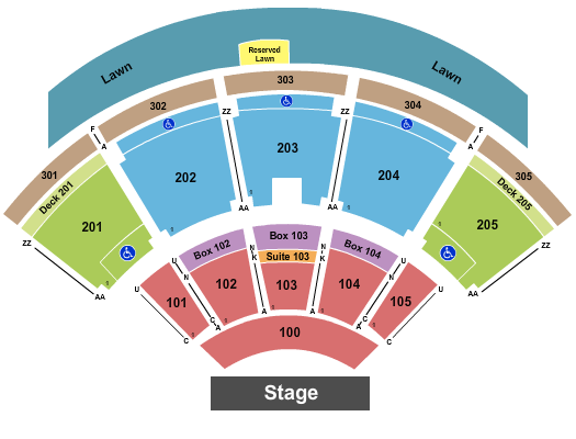 Talking Stick Resort Amphitheatre seating chart with row numbers
