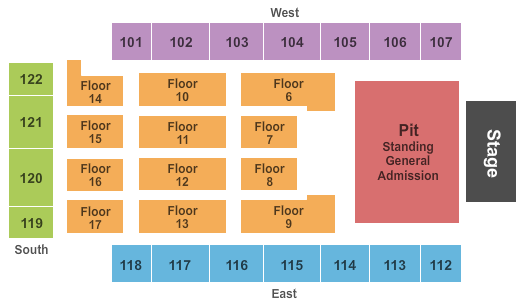 Akins Arena at The Classic Center Endstage GA Pit Seating Chart