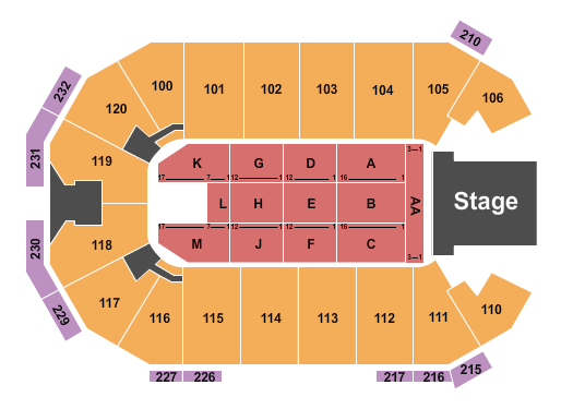 Akins Arena at The Classic Center Endstage - AA Front Seating Chart
