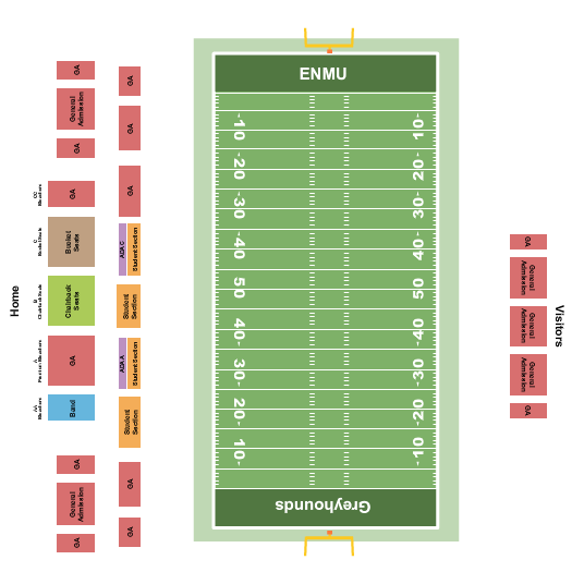 Al Whitehead Field at Greyhound Stadium Football Seating Chart