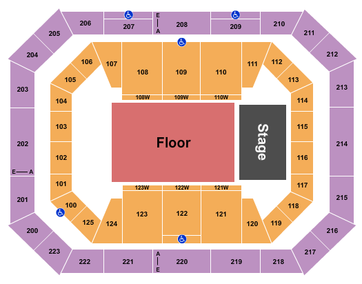 Alaska Airlines Center Endstage GA Floor - Seated Seating Chart