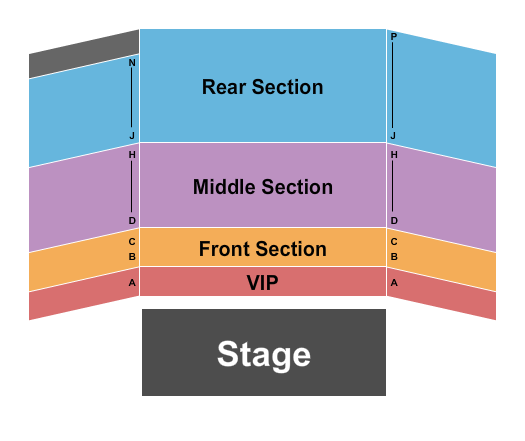 Alberta Rose Theatre VIP/Front/Middle/Rear Seating Chart
