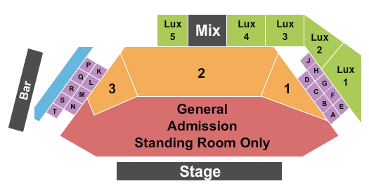 Aliante Casino and Hotel Endstage Booths & GA Flr Seating Chart