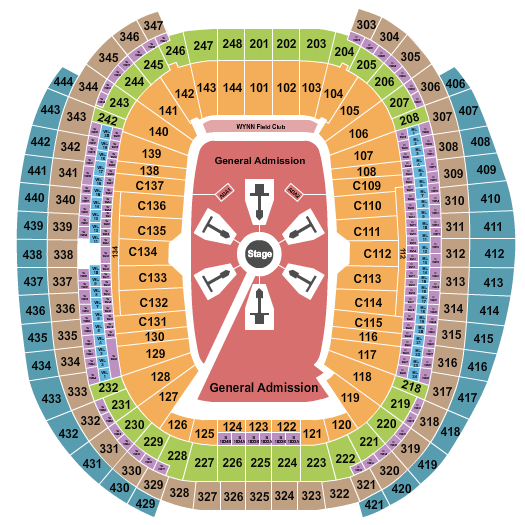 seating chart for Allegiant Stadium - Ed Sheeran - eventticketscenter.com