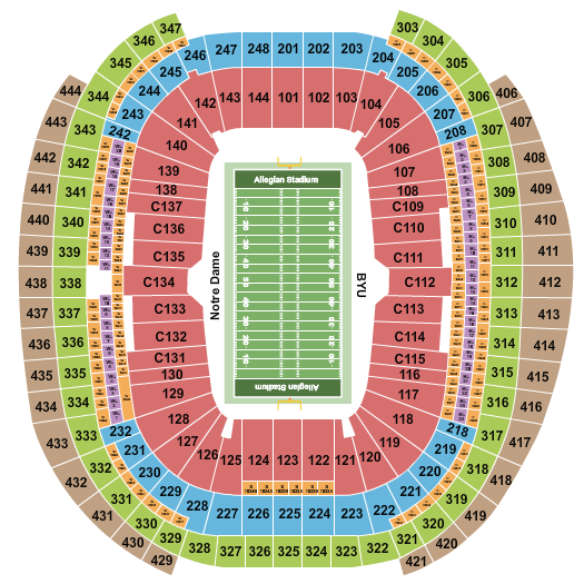 seating chart for Allegiant Stadium - Football - College - eventticketscenter.com