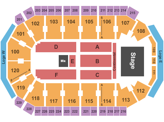 Credit Union of Texas Event Center Endstage-Cont Floor Seating Chart