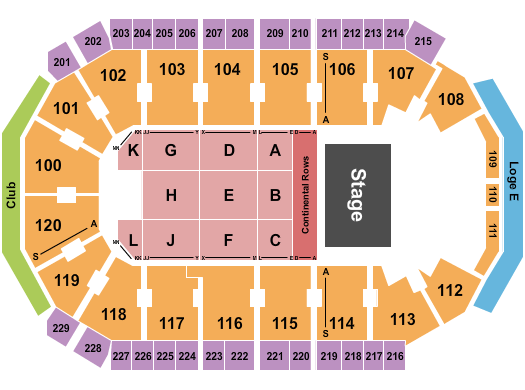Credit Union of Texas Event Center Endstage Cont 2 Seating Chart