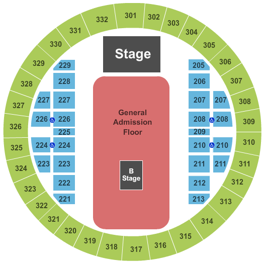 Alliant Energy Center - Veterans Memorial Coliseum EndStage GA Flr Seating Chart
