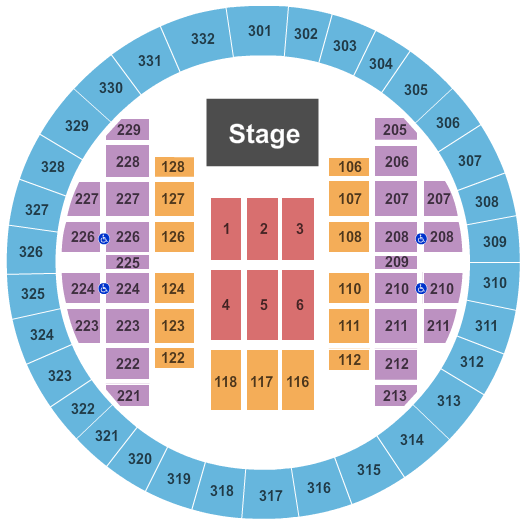 Alliant Energy Center - Veterans Memorial Coliseum End Stage Seating Chart