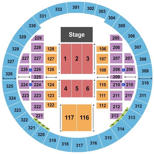 seating chart for Alliant Energy Center - Veterans Memorial Coliseum - Endstage 3 - eventticketscenter.com
