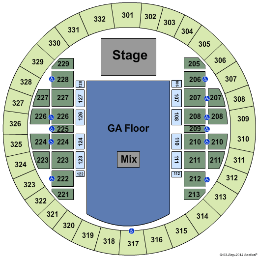 Alliant Energy Center - Veterans Memorial Coliseum Endstage GA Floor Seating Chart