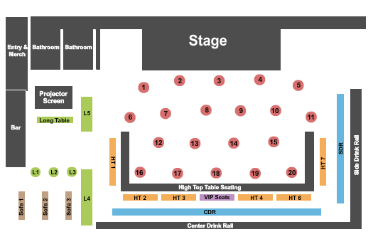 Almost Famous Wine Lounge Tables 2 Seating Chart