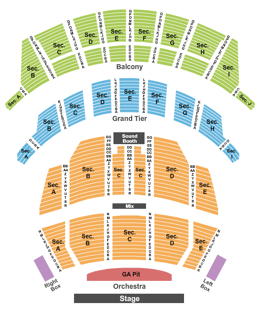 Altria Theater - Richmond End Stage 2 Seating Chart