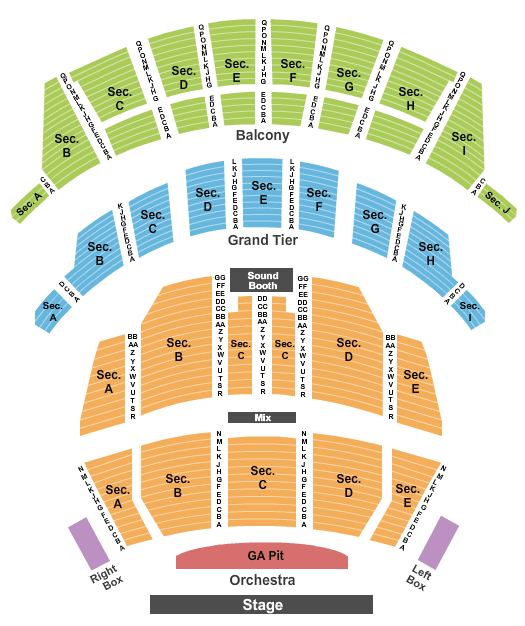 Altria Theater - Richmond End Stage Seating Chart