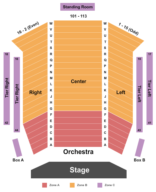 Amaturo Theater at Broward Ctr For The Perf Arts Endstage - Zone Seating Chart