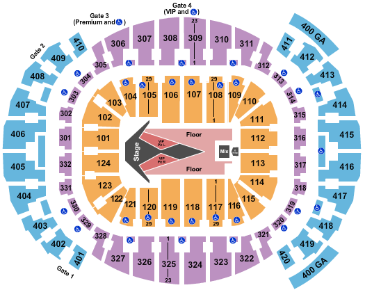seating chart for FTX Arena - Carrie Underwood - eventticketscenter.com