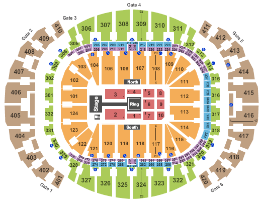 seating chart for FTX Arena - WWE - eventticketscenter.com