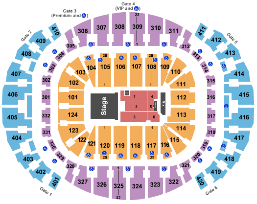 seating chart for FTX Arena - iHeartRadio Fiesta Latina 2017 - eventticketscenter.com