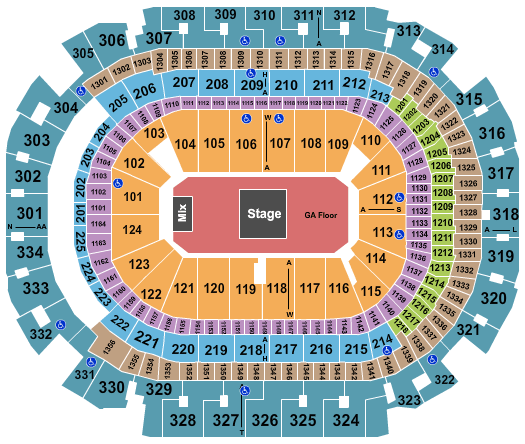 American Airlines Center Arcade Fire Seating Chart