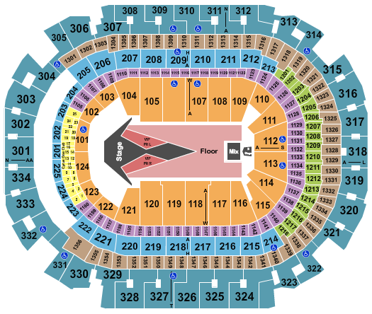 seating chart for American Airlines Center Carrie Underwood 2 - eventticketscenter.com