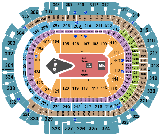 American Airlines Center Distubed & 3 Days Grace Seating Chart