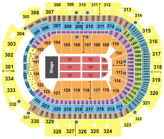 American Airlines Center End Stage Seating Chart