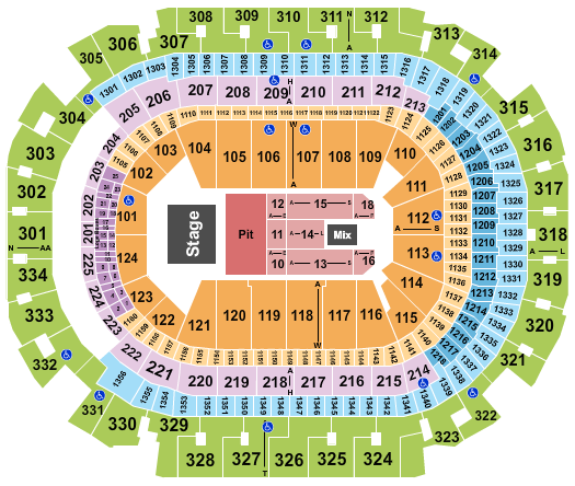 American Airlines Center Endstage GA Pit Seating Chart