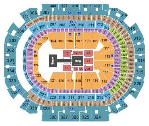 American Airlines Center WWE-Smack Down Seating Chart
