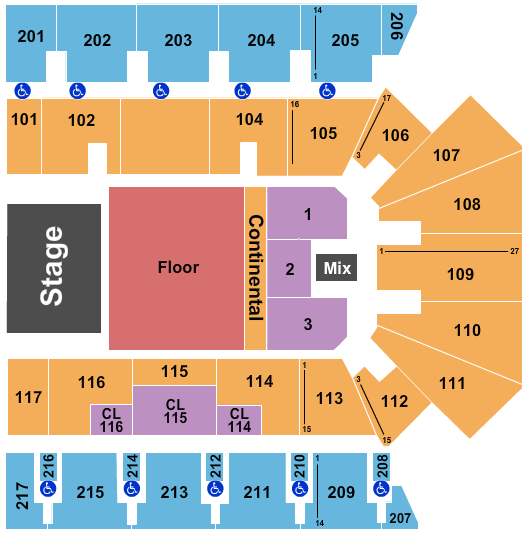 American Bank Center Five Finger Death Punch Seating Chart