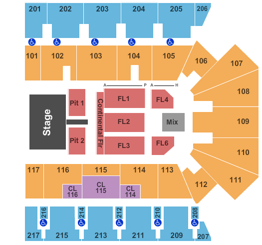 American Bank Center Endstage GA Pit Seating Chart