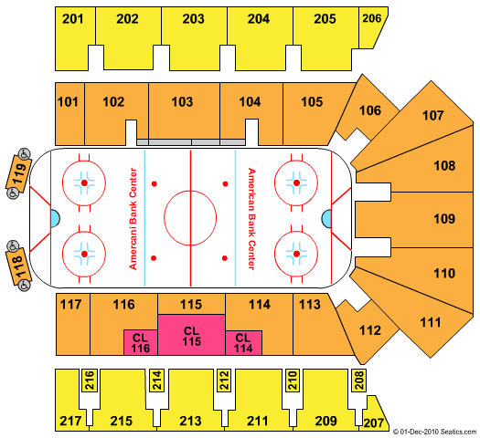 American Bank Center Hockey Seating Chart