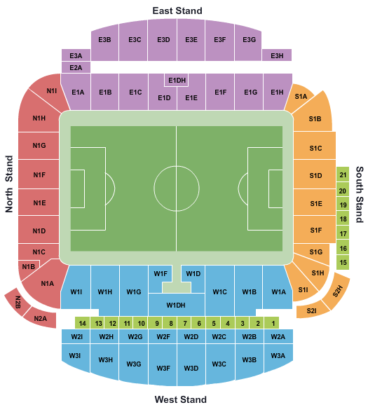 American Express Community Stadium Soccer - Static Seating Chart