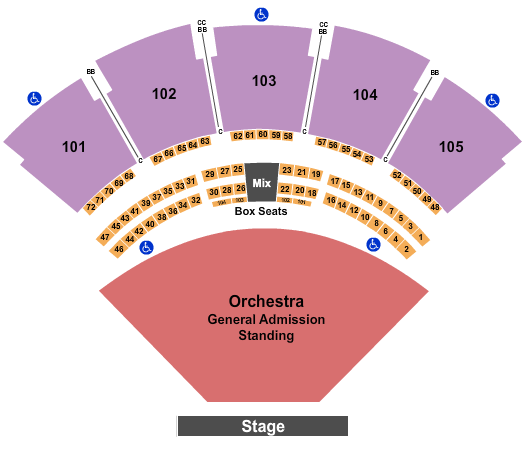 Ameris Bank Amphitheatre Endstage GA Orch Pit - No Lawn Seating Chart