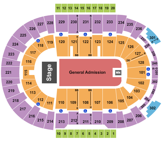 Amica Mutual Pavilion Endstage GA Seating Chart