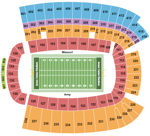 Amon Carter Stadium 2019 Armed Forces Bowl Seating Chart